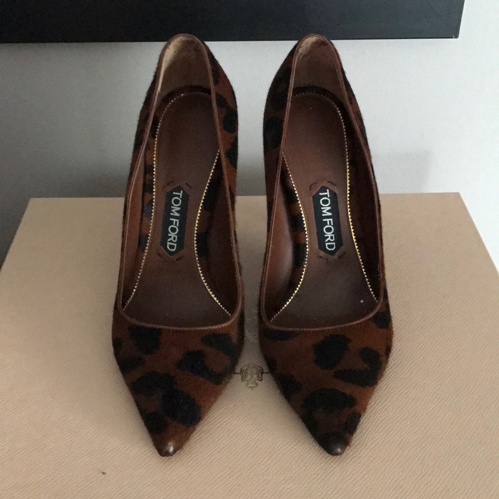 Tom Ford Leopard Print Pony Hair heels